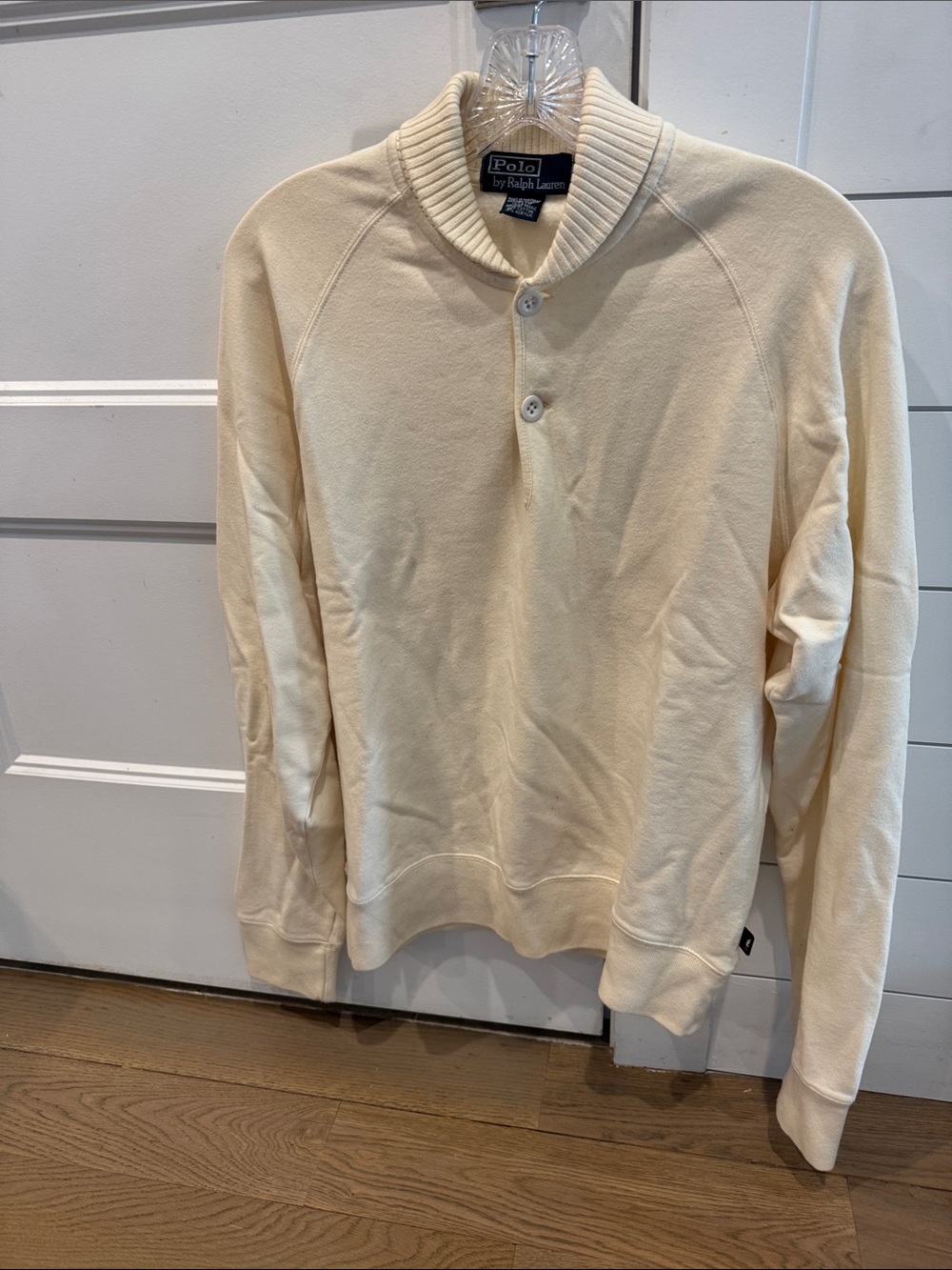 Polo by Ralph Lauren Cream Button Shawl Crewneck Sweater